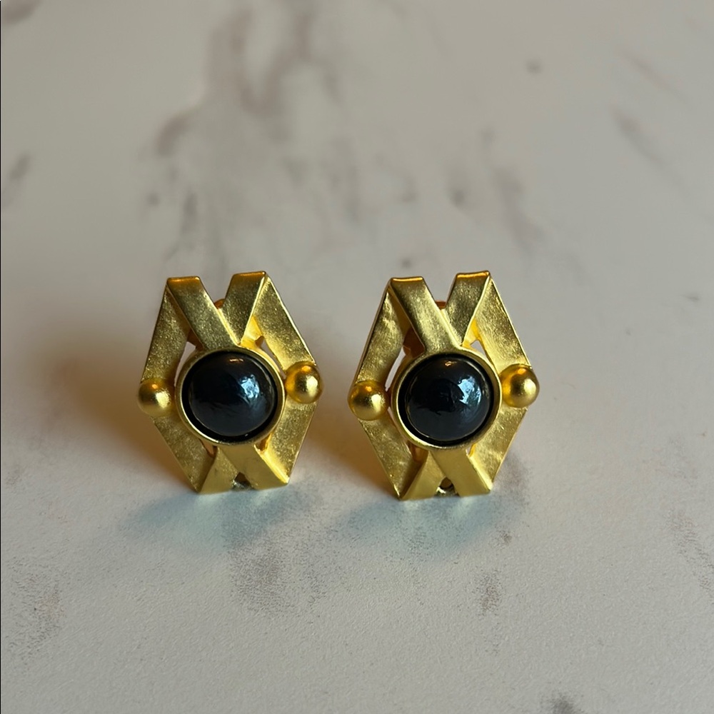 Karl Lagerfeld Vintage Classic Gold and Black Geometric Earrings